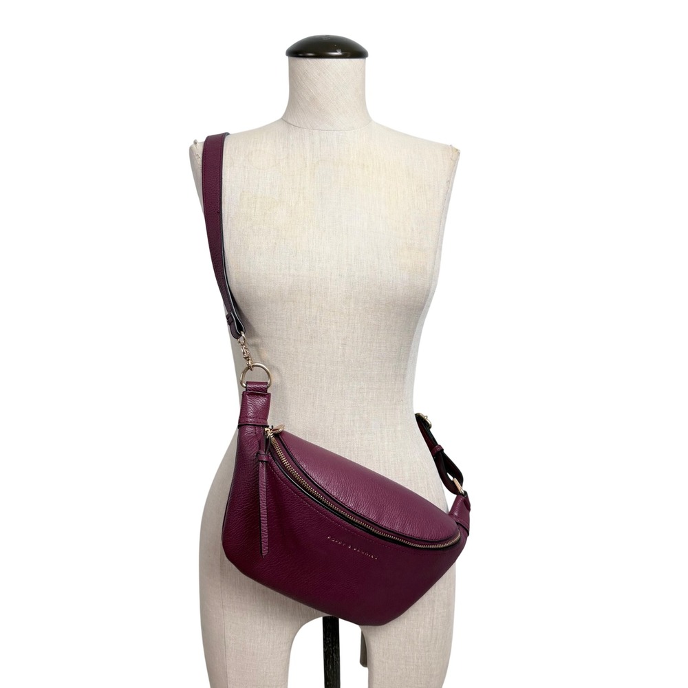 NEW Poppy & Peonies Side kick  Vegan Leather Belt Bag Berry Crossbody Gold Tone